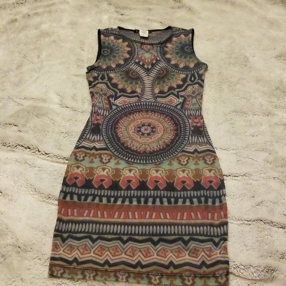 Dresses & Skirts - Boho print sheer bodycon mini dress